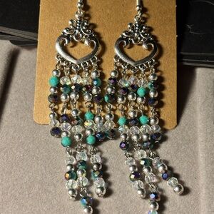 Silver and Turquoise Chandelier Earrings